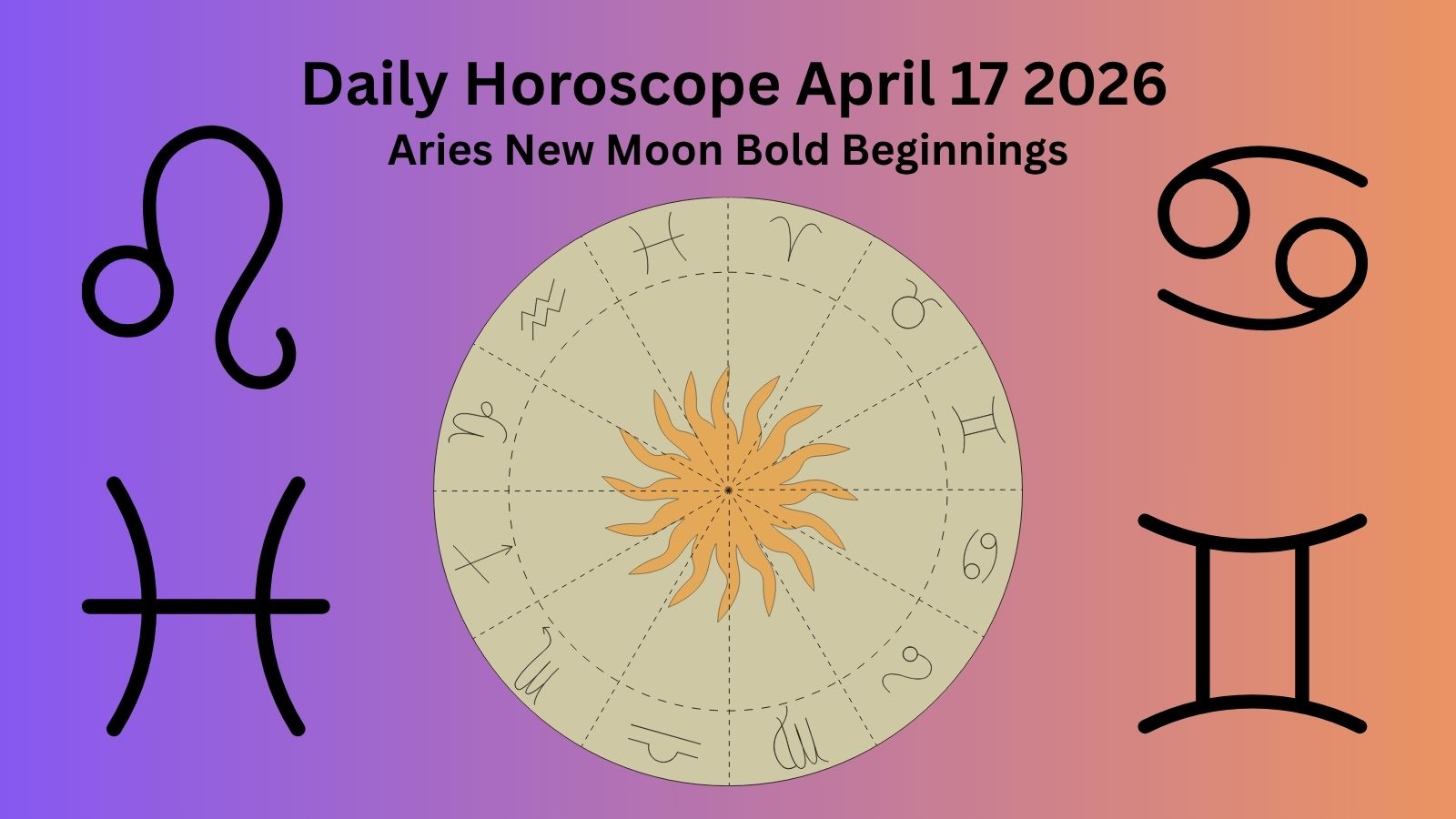 Daily horoscope April 17 2026 Aries new moon all zodiac signs bold beginnings decisions