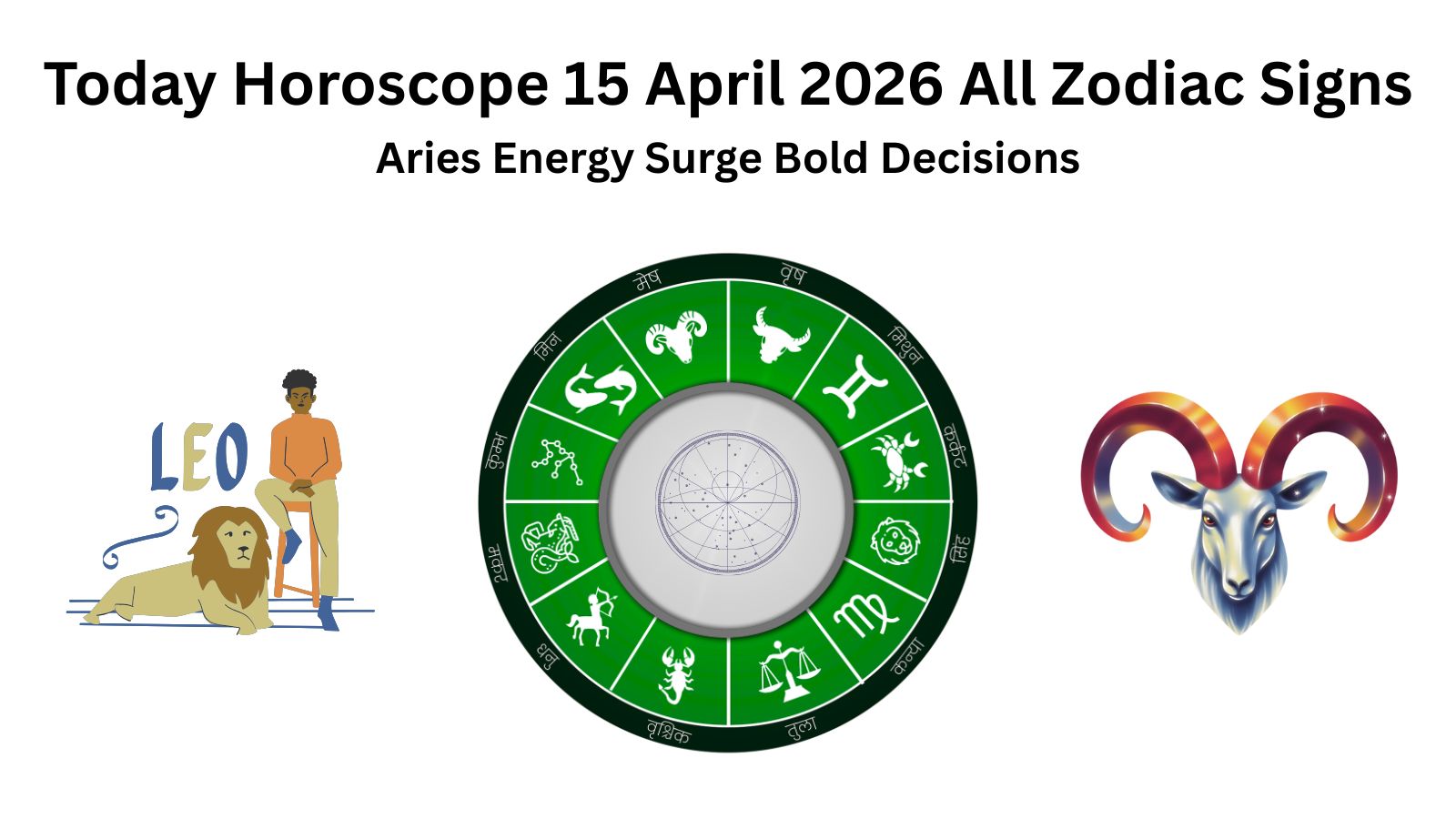 Today horoscope 15 April 2026 all zodiac signs showing Aries energy surge and cosmic shift